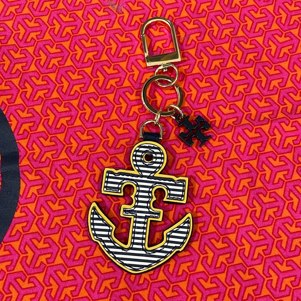 Tory Burch Anchor Key Fob Purse Charm Leather NWOT